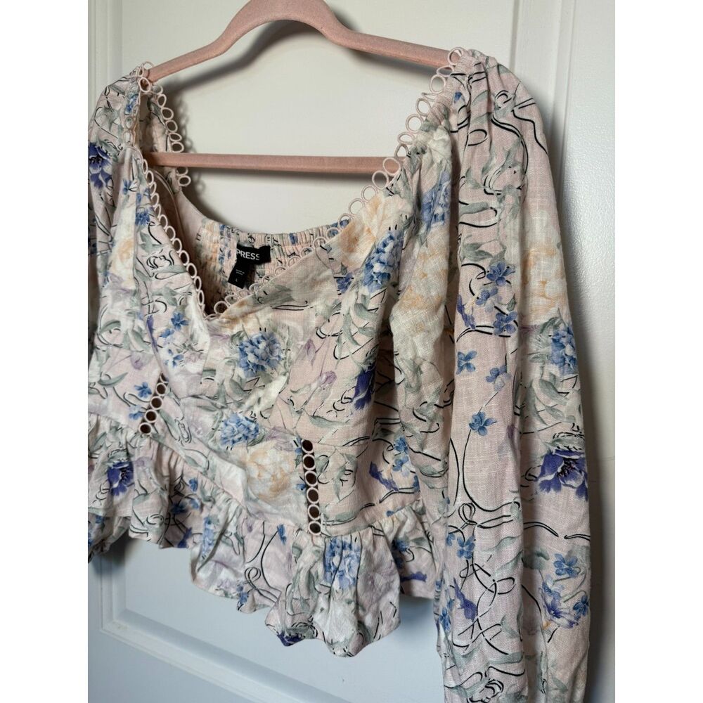 Express Floral Cottagecore Coquette Crop Top Sweetheart Neck Date Night Brunch - Picture 7 of 7
